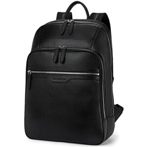 bostanten men leather backpack 15.6 inch laptop backpack travel college bag black
