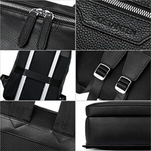 BOSTANTEN Men Leather Backpack 15.6 inch laptop Backpack Travel College Bag Black