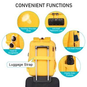 LOVEVOOK Laptop Backpack for Women Girls, 15.6 Inch Anti-Theft Computer Backpack with USB Charging Port, Water Resistant Student School Bookbag Nurse Cute Bag with Lock, Yellow