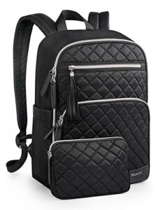 mancro laptop backpack for women, 14 inch laptop backpacks for travel, work casual daypack ladies backpack girls college bookbag, 2pcs sets, black