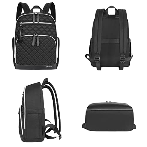 Mancro Laptop Backpack for Women, 14 Inch Laptop Backpacks for Travel, Work Casual Daypack Ladies Backpack Girls College Bookbag, 2pcs Sets, Black