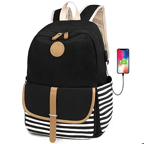 FLYMEI Cute Backpack for Teen Girls, Lightweight School Bookbag 15.6'' Laptop Backpack with USB Charging Port, Casual Travel Back Pack Durable Bookbag for Boys/Girls