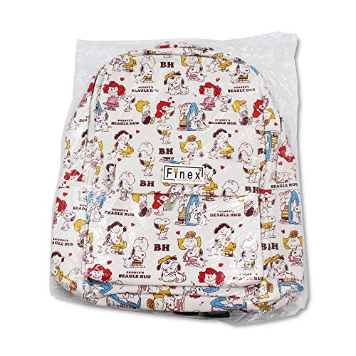 FINEX Snoopy White Canvas Casual Daypack with 15 in Laptop Storage Compartment