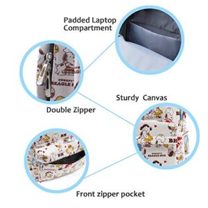 FINEX Snoopy White Canvas Casual Daypack with 15 in Laptop Storage Compartment