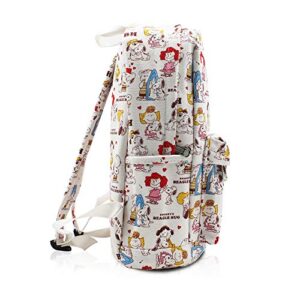 FINEX Snoopy White Canvas Casual Daypack with 15 in Laptop Storage Compartment