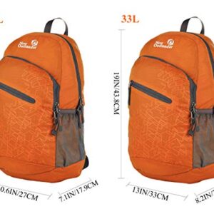 Outlander Packable Handy Lightweight Travel Hiking Backpack Daypack-Orange