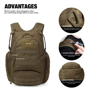 Mardingtop 25L Tactical Backpacks Molle Hiking daypacks for Camping Hiking Military Traveling Motorcycle Khaki