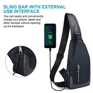 Sling Backpack with USB Charging Port, Chest Bag Crossbody Daypack Shoulder Bag for Women & Men, Hiking, Cycling, Travel #2 Blue