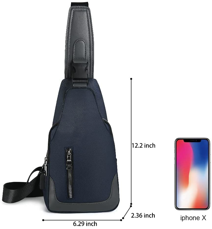 Sling Backpack with USB Charging Port, Chest Bag Crossbody Daypack Shoulder Bag for Women & Men, Hiking, Cycling, Travel #2 Blue