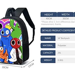 XYAM 3Pcs Anime Game Backpack Set with Keychain,16in 3D Printed Friend Cartoon Lunch Bag High Capacity Schoolbag. (B)