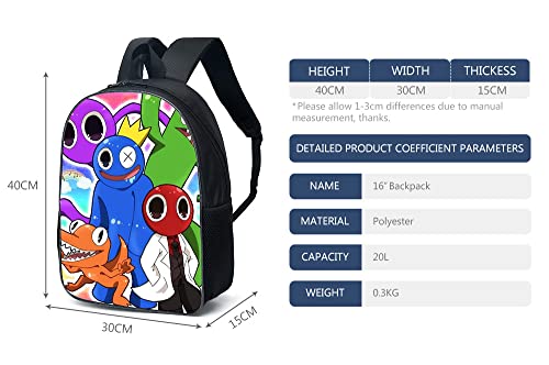 XYAM 3Pcs Anime Game Backpack Set with Keychain,16in 3D Printed Friend Cartoon Lunch Bag High Capacity Schoolbag. (B)