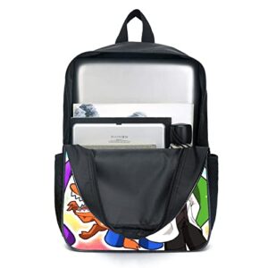 XYAM 3Pcs Anime Game Backpack Set with Keychain,16in 3D Printed Friend Cartoon Lunch Bag High Capacity Schoolbag. (B)