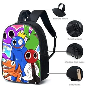 XYAM 3Pcs Anime Game Backpack Set with Keychain,16in 3D Printed Friend Cartoon Lunch Bag High Capacity Schoolbag. (B)