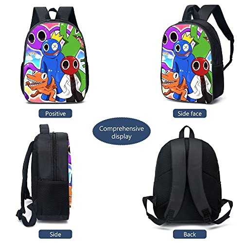 XYAM 3Pcs Anime Game Backpack Set with Keychain,16in 3D Printed Friend Cartoon Lunch Bag High Capacity Schoolbag. (B)