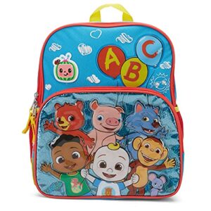 ai accessory innovations cocomelon jj’s kids backpack with abc song sound chip for boys and girls, pre-school toddler travel bag with padded back and adjustable straps, versatile 12″