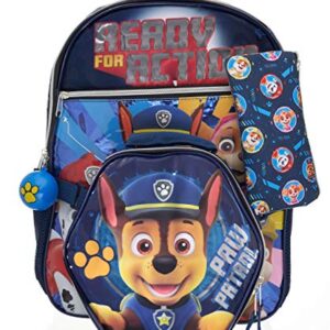 Paw Patrol 5 Piece Ready for Action Backpack Set for Kids, Kindergarten Toddler’s Schoolbag with Insulated Lunch Box, Pencil Case, Cinch Shoe Bag and Squishy Ball Toy Dangle