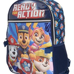 Paw Patrol 5 Piece Ready for Action Backpack Set for Kids, Kindergarten Toddler’s Schoolbag with Insulated Lunch Box, Pencil Case, Cinch Shoe Bag and Squishy Ball Toy Dangle