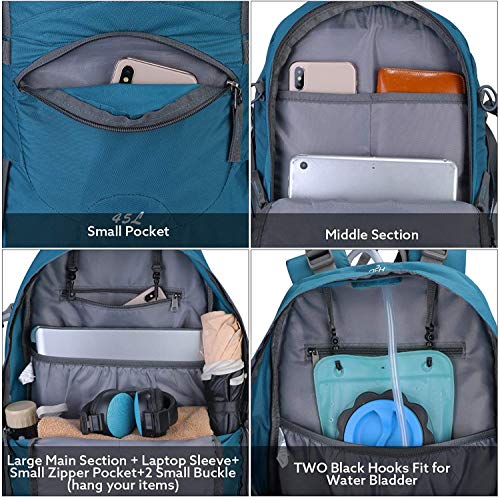 G4Free 45L Hiking Travel Backpack Waterproof with Rain Cover, Outdoor Camping Daypack for Men Women(Grey Blue)