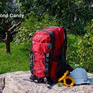 Diamond Candy Waterproof Hiking Backpack for Men and Women, Lightweight Day Pack for Travel Camping, Black, 40L