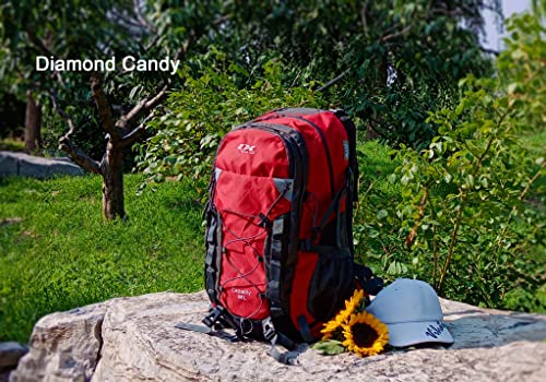 Diamond Candy Waterproof Hiking Backpack for Men and Women, Lightweight Day Pack for Travel Camping, Black, 40L