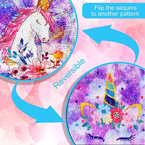 CCJPX 3PCS Girls Backpack, 16” Kids Unicorn Sequin Bookbag and Lunch Box for Kindergarten Elementary