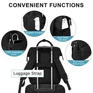 LOVEVOOK Laptop Backpack for Women 15.6 Inch Travel School College Backpack Nurse Teacher Work Bags Computer Backpack Casual Daypack Purse, Black