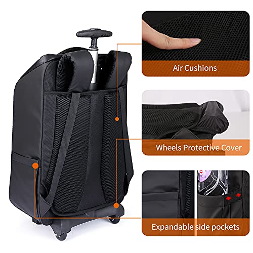 YH&GS Rolling Backpack, Waterproof Backpack with Wheels for Business College Student