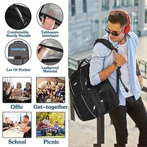 Lunch Backpack for Men, Insulated Cooler Bag Lunch Box Backpack, Extra Large Travel Laptop Backpack TSA Friendly RFID Durable Computer College School Bookbag with USB Port Women Fits 17.3 Inch Laptop