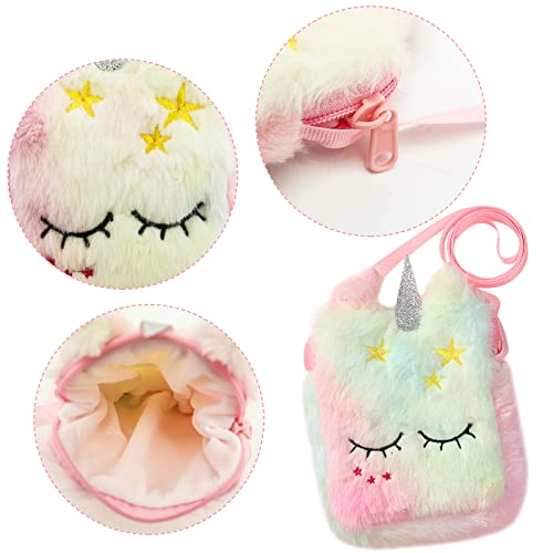 2Pcs Unicorn Cat Backpack Purse Set, Kawaii Cute Colorful Unicorn Cat Kitty Shoulder Bag Gift Set for Kids Toddler Girls