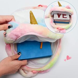 2Pcs Unicorn Cat Backpack Purse Set, Kawaii Cute Colorful Unicorn Cat Kitty Shoulder Bag Gift Set for Kids Toddler Girls