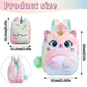 2Pcs Unicorn Cat Backpack Purse Set, Kawaii Cute Colorful Unicorn Cat Kitty Shoulder Bag Gift Set for Kids Toddler Girls