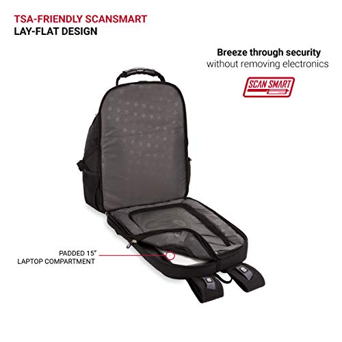 Swiss Gear SA1923 Black TSA Friendly ScanSmart Laptop Backpack - Fits Most 15 Inch Laptops and Tablets