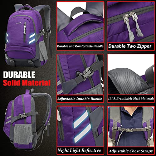 Backpack Bookbag for School College Laptop Travel Student ,Fit Laptop Up to 15.6 inch Multi Compartment with USB Charging Port Anti theft, Gift for Men Women (Purple)