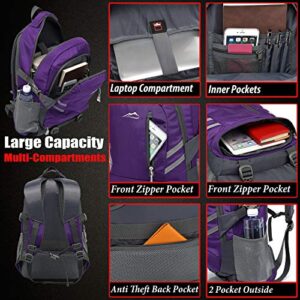 Backpack Bookbag for School College Laptop Travel Student ,Fit Laptop Up to 15.6 inch Multi Compartment with USB Charging Port Anti theft, Gift for Men Women (Purple)