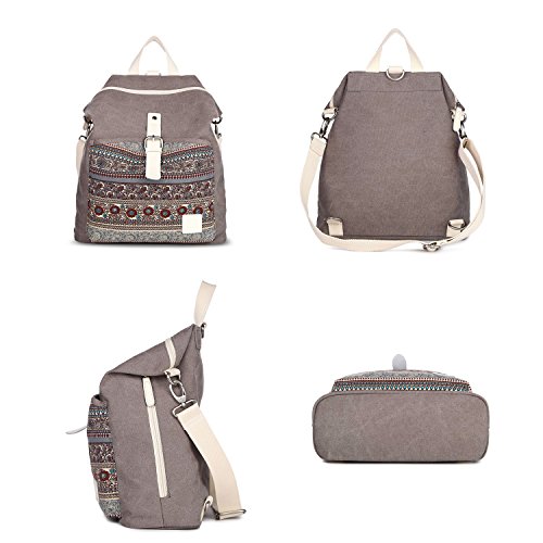 Backpack Purse Women Girls Canvas Backpack/Rucksack Convertible Shoulder bag Casual Daypack Medium