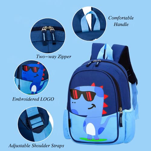 POWOFUN Kids Toddler Travel Backpack Cool Cute Cartoon Daypack (Dinosaur Blue Backpack)