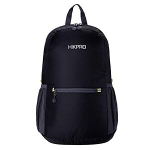 hikpro unisex ultralight handy packable backpack, black, 6.5 oz