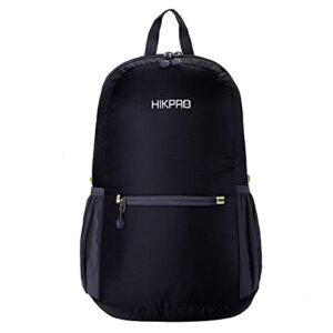 HIKPRO Unisex Ultralight Handy Packable Backpack, Black, 6.5 Oz