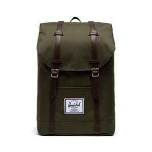 herschel retreat backpack, ivy green/chicory coffee, classic 19.5l