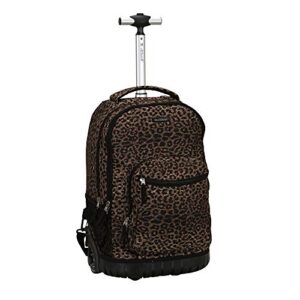 rockland single handle rolling backpack, leopard, 19-inch