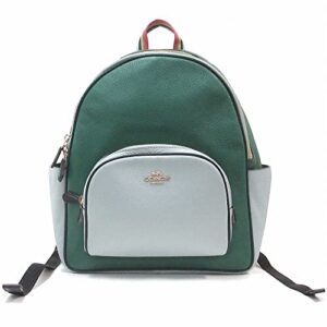 coach women’s court backpack (pebble leather – colorblock – green – light teal multi)