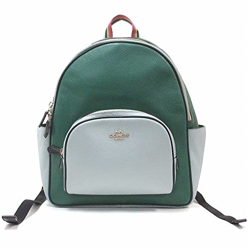 COACH Women's Court Backpack (Pebble Leather - Colorblock - Green - Light Teal Multi)