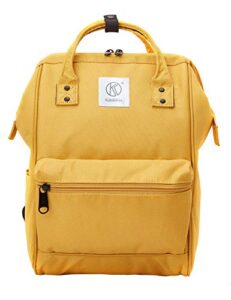 kah&kee polyester travel backpack functional anti-theft school laptop for women men (yellow, large)