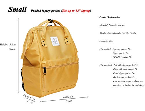 Kah&Kee Polyester Travel Backpack Functional Anti-theft School Laptop for Women Men (Yellow, Large)