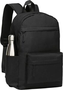 sakutane black backpack 21liter waterproof school bag 15.6 inch laptop mochila plain no logo lots pockets teenagers kids men women 33x14x44cm college work trip gym travel roomy daypack lightweight