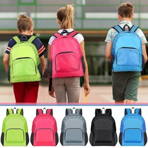 24 Pieces Backpack 17 Inch Backpacks 5 Assorted Colors Foldable Lightweight Bookbags Student Outdoor Travel School Book Bag with Storage Bag