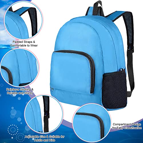 24 Pieces Backpack 17 Inch Backpacks 5 Assorted Colors Foldable Lightweight Bookbags Student Outdoor Travel School Book Bag with Storage Bag