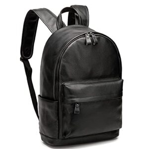 cpj genuine leather backpack fits 15.6″ laptop casual daypack schoolbag for boys & girls