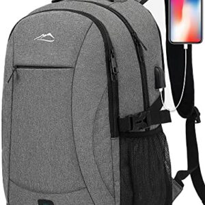 ProEtrade Laptop Backpack, Business Travel Anti Theft Bookbag with USB Charging Port for School College Work Computer Bag Daypack Fit 15.6 Inch Notebook, Gifts for Men Women Teen (Grey)