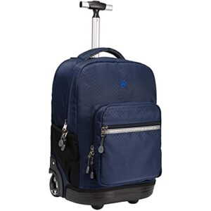 weishengda 18 inches wheeled rolling backpack for boys and girls school student books laptop travel trolley bag, dark blue